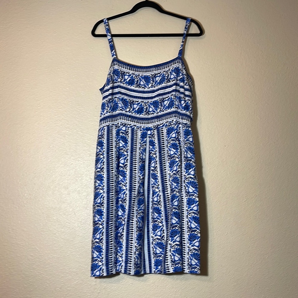 LOFT Blue and White Patterned Dress